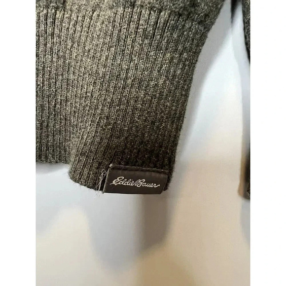 Eddie Bauer Cotton Merino Wool Blend Pullover Sweater Olive Green Mens Sz Small - Picture 3 of 6